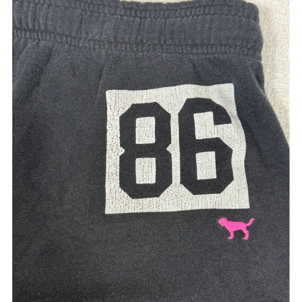 Victorias Secret Y2K Love Pink Black Cropped Capri Sweat Pants Comfy Size Small - Picture 8 of 9